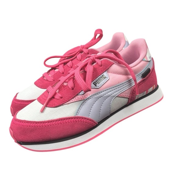 Puma Future Riders Girls Sneakers Size 3C Pink & White - Picture 1 of 9